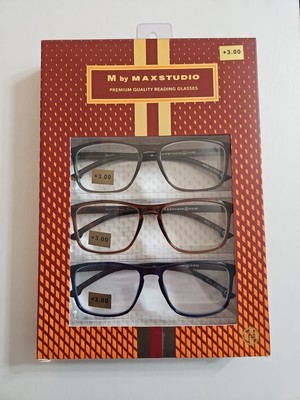 M by MaxStudio Premium Quality Reading Glasses, +3.00,  3 Pair Pack