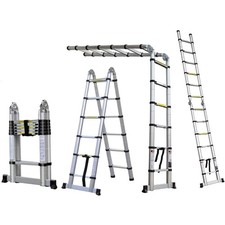 Teleskopleiter Aluminium Mehrzweckleiter 3,8m 150kg schwarz silber