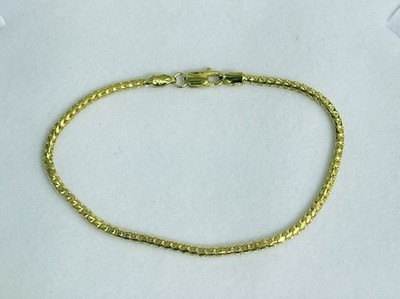 18 Karat massives Gelbgold glänzendes Franco Kettenarmband. 5,40 Gramm. 7,25 Zoll.