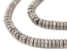Silver Smooth Rondelle Beads 6mm Disk White Metal 16 Inch Strand