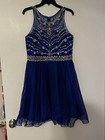 Calla Collection Juniors Prom Dress Size 18 Blue Sleeveless Pleated Bedazzled