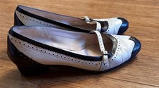 Salvatore Ferragamo Women’s Kitten Heel - Size 10 - Black And White - Leather 