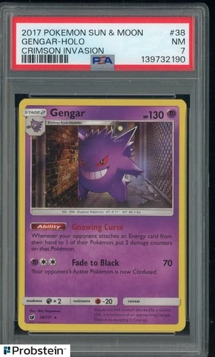 2017 Pokemon Sun & Moon Crimson Invasion #38 Gengar Holo PSA 7 NM