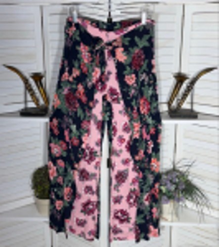 Vintage Y2K NB boho pants wide legs floral palazzo overlay wrap fairy festival L