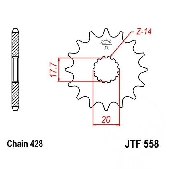 Ritzel Antriebsritzel 17-ZäHne 428-Teilung FüR Yamaha TZR 125 Bj. 1997-1999-image