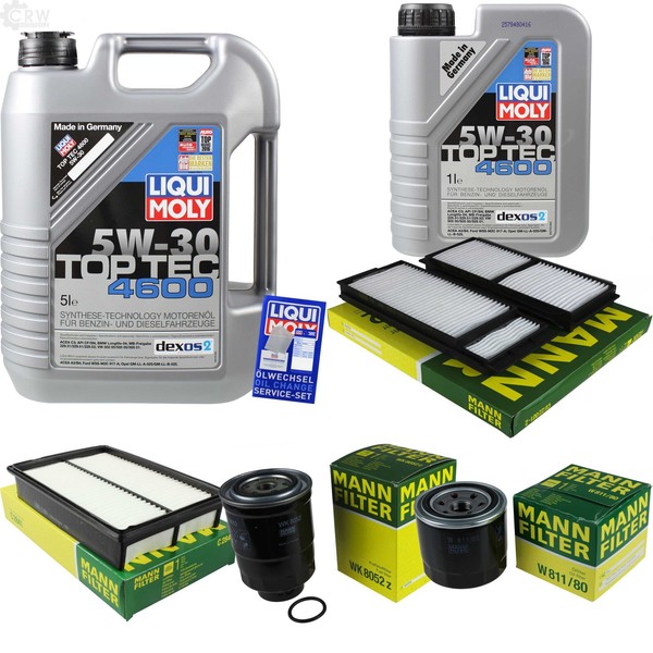 Mann Inspektionspaket 6L Liqui Moly Top Tec 4600 5W-30 FüR Mazda 5 2.0 CD-image