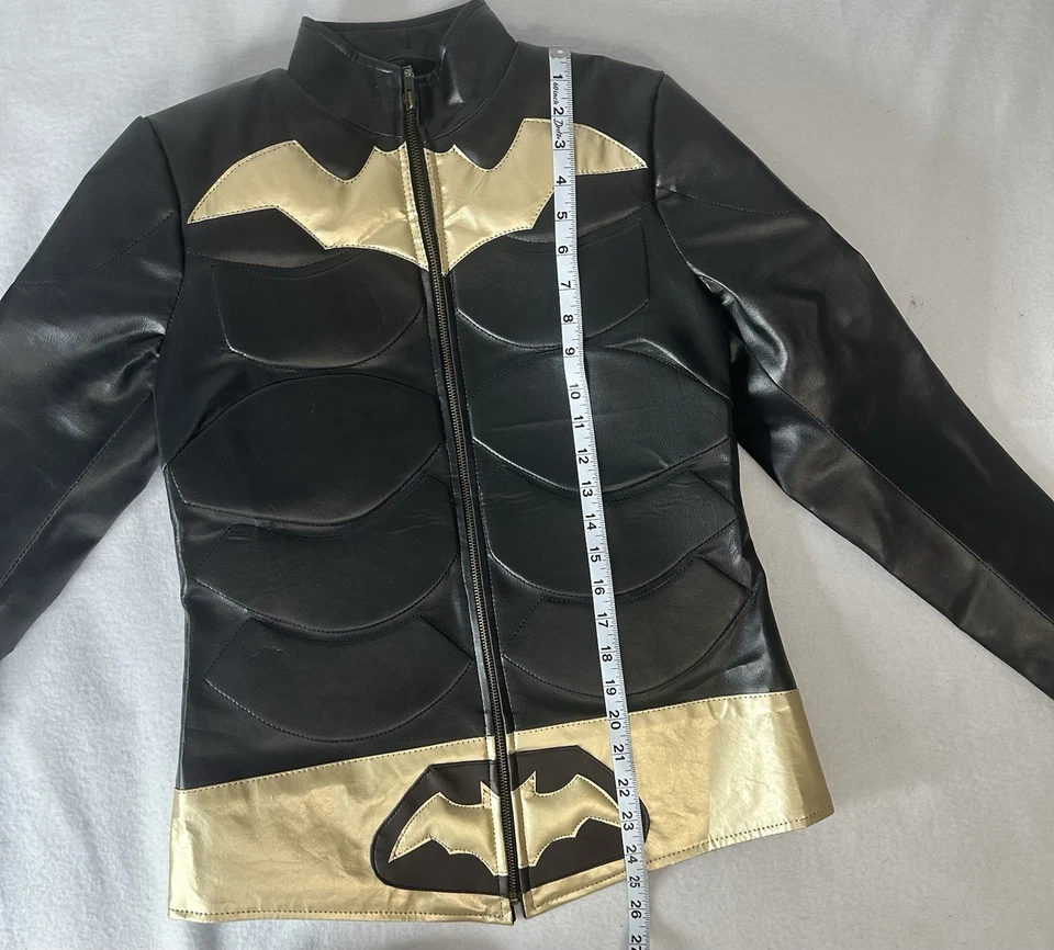 Chaqueta Disfraz Batgirl Mujer’s XS Negro Dorado Imitación Cuero Superhéroe  Foto 4 de 4