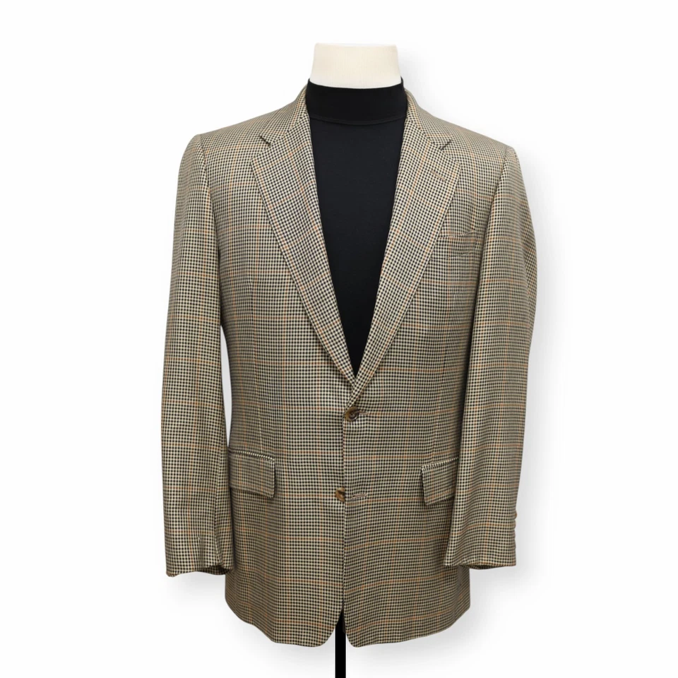 HICKEY FREEMAN CANTERBURY мужской черный желтовато-коричневый чек спортивное пальто куртка blazer 40 L - Изображение 2 из 4