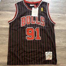 NEW DENNIS RODMAN CHICAGO BULLS MITCHELL NESS NBA black PS jersey sz L 46