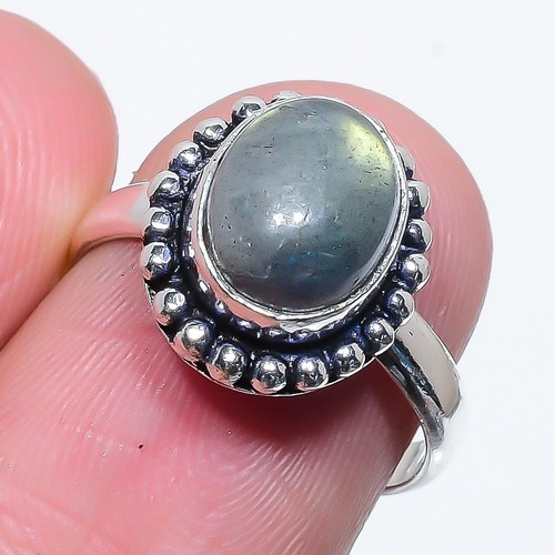 Labradorite Gemma Artigianale Argento Sterling 925 Anello Gioielleria Misura - 第 1/5 張圖片
