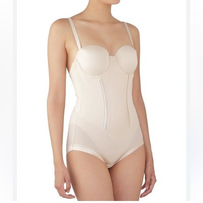 Flexees beige Cream Bustier Bodysuit shaping compression shaper 36 B corset