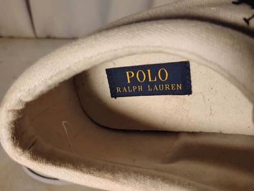Polo Ralph Lauren White Blue Fabian Canvas Sneakers Men's Size 12D Preowned - Picture 7 of 9