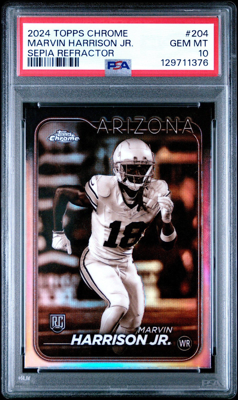 Marvin Harrison Jr. #204 2024 Topps Chrome PSA 10 Sepia Refractor