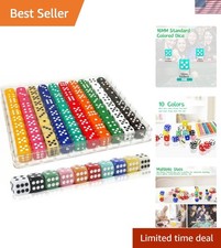 100-Piece Opaque Dice Set: Perfectly Sized 16mm Colored Dice for Classes and Fun