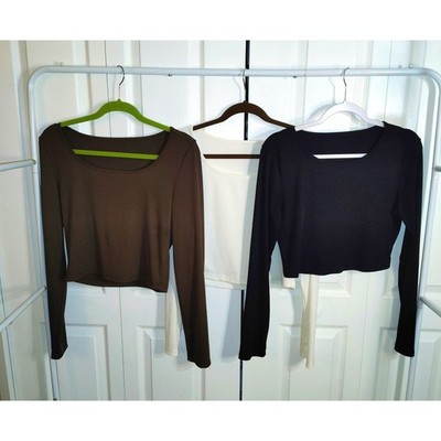 3 PIECE SET OF MICRO RIBBED CASUAL SHIRTS - BROWN, WHITE AND BLACK