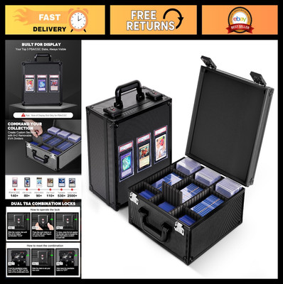 Graded Card Storage Box for 140+ Cards, TSA Lock, Fits PSA/CSG/CGC/SGC/BGS