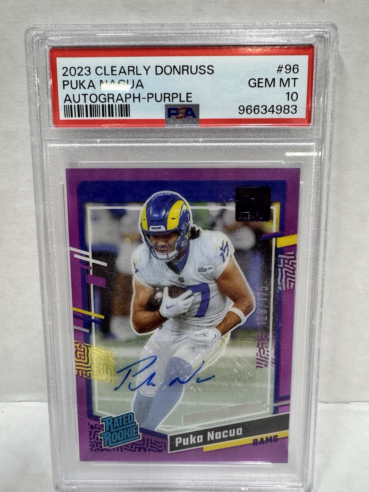 Puka Nacua Panini Clearly Donruss #96 Autograph-Purple