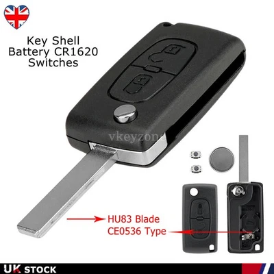 For Peugeot 207 307 308 407 807 2 Button CE0536 Key Fob Case Battery Switches