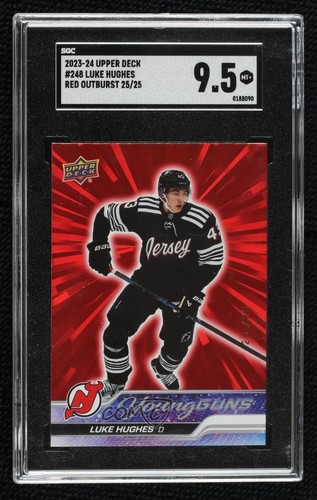 Luke Hughes [Outburst Red] #248 2023 Upper Deck card