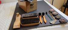Vintage Wooden Esquire Shoe Valet De Luxe Shoe Shine Box Kit w/ Brushes  Polish