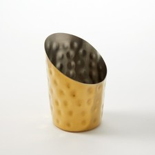 American Metalcraft FFCGH45 12 oz Slanted Gold Hammered Fry Cup