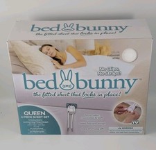 Bed Bunny Queen Size 4 Piece Set: Clinching Fitted Sheet, 2 Pillowcases  Flat