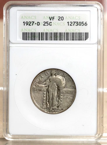 1927-D STANDING LIBERTY QUARTER ANACS VF20 1273056 - OLD HOLDER