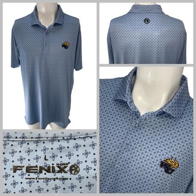 Webster Gorlocks Felix XCell Polo Shirt Men s L Blue Geometric Stretch YGI W5-29