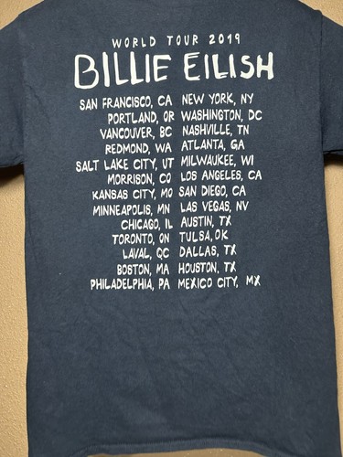 Camisa Billie Eilish Pequeña Negra 2019 Gira Mundial Concierto Gráfico Camiseta Música - Imagen 7 de 9