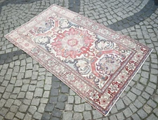 Turkish Rug 52'' x 90'' Vintage Muted Dye Rug Hand-knotted Rug Kayseri Wool Rug