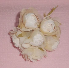 off White  silk & net CABBAGE ROSE 6 pcs. wired  Alexander DOLL HATS & Crafts