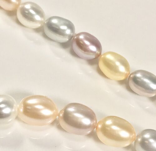 HONORA STERLING 925 FRESHWATER PEARL LIGHT MULTICOLOR NECKLACE (C168A) - Picture 4 of 4