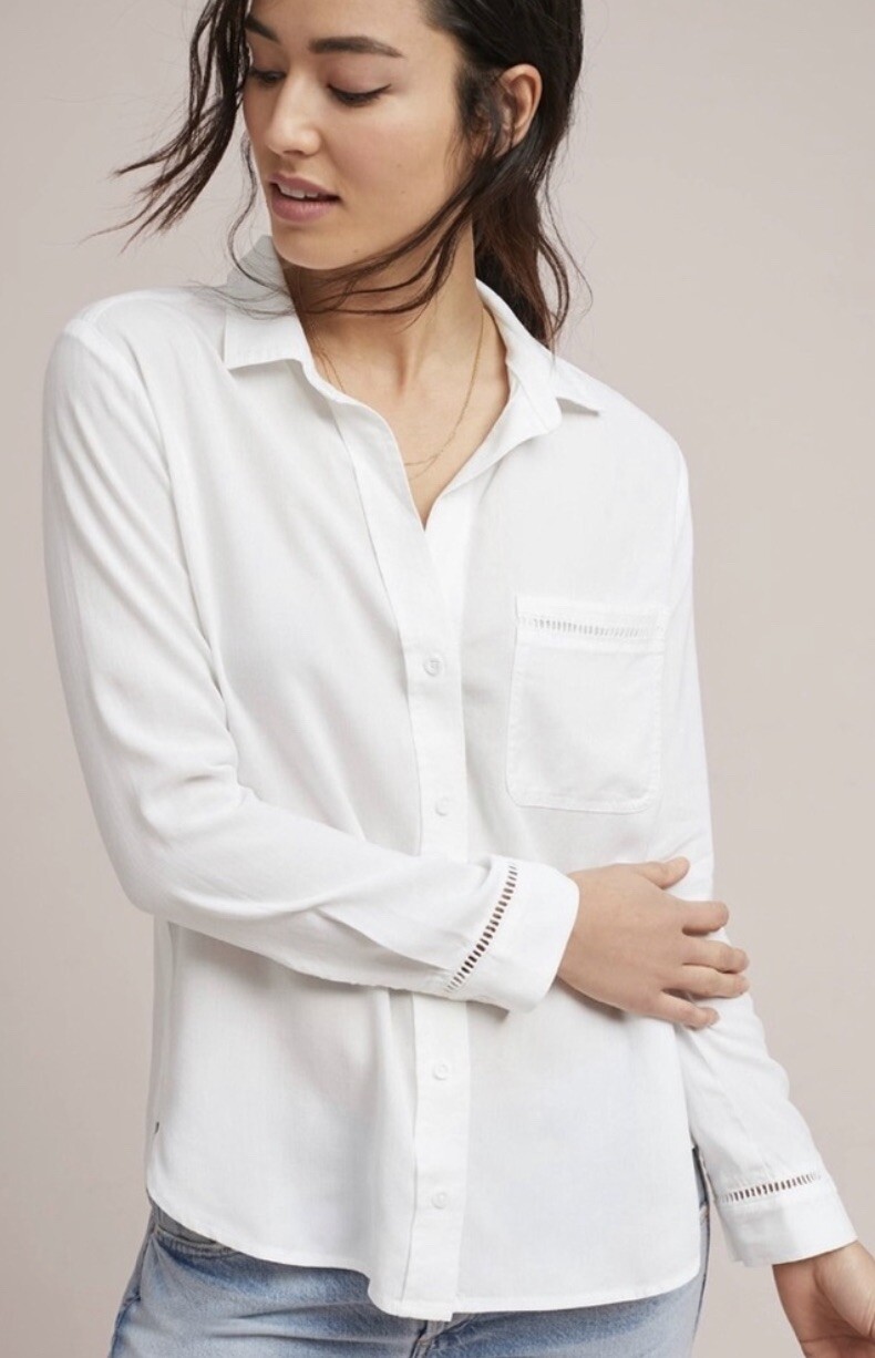 Anthropologie Cloth & Stone Dale Shirt in White. NWT. Size Small. Retail- $168