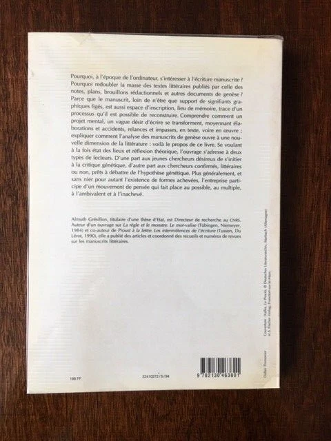 Eléments de critique génétique by Almuth Grésillon - Image 2 of 4