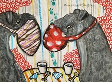 Kerry Blue Terrier Quarantine Art Print 4x6 Dog Collectible Signed Artist KSams