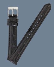 Ecclissi 16mm x 14mm Black Alligator Grain Leather Strap original Buckle 32024