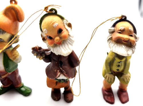 4 Vintage Old World Figures Elf Ornaments Gnome Pixie Dwarves  Christmas Plastic - Picture 3 of 6