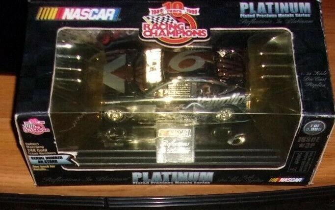 Coche diecast Mark Martin #6 Racing Champions oro 24K NASCAR 1:24 edición limitada Foto 3 de 4