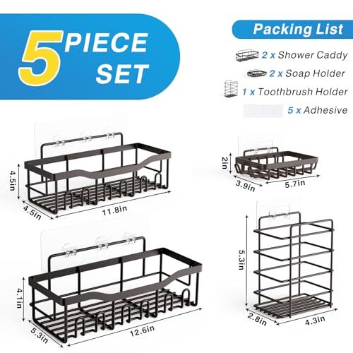 Shower Caddy 5 Pack,Adhesive Shower Organizer for Bathroom Storage Home Decor