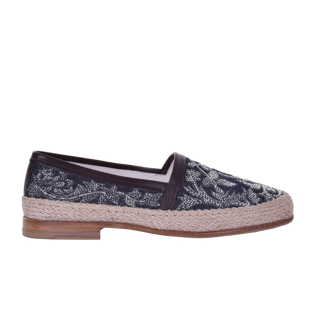 DOLCE & GABBANA Mens Luxury Espadrilles Flats Slip On Denim Logo Size 44/ US 11 Dolce & Gabbana Sequined Slip-On Loafers | Sendegaro JO main image 4
