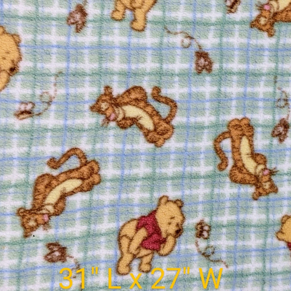 Manta polar a cuadros verde/azul Disney Winnie The Pooh & Tigger para recibir bebés Foto 4 de 4