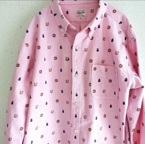 MOMOTARO JEANS Animal Print Shirt Affe Hund Fasan Pfirsich Junge Gr. 40 rosa - Bild 2 von 8