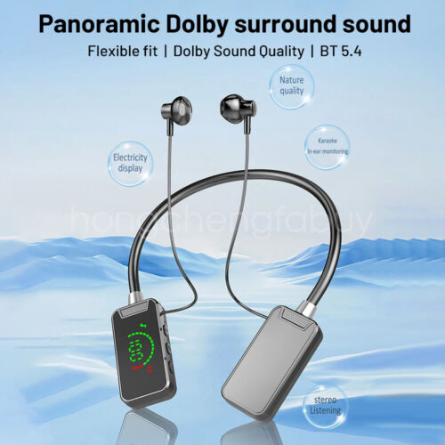 Bluetooth 5.4 Neckband Headset Wireless Earbuds Earphone Headphones with 8GB TF - Picture 12 of 27
