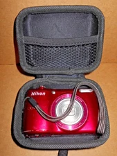 Black Hard-sided 4x3" rectangular Zippered Camera Case Electronics Cards Black