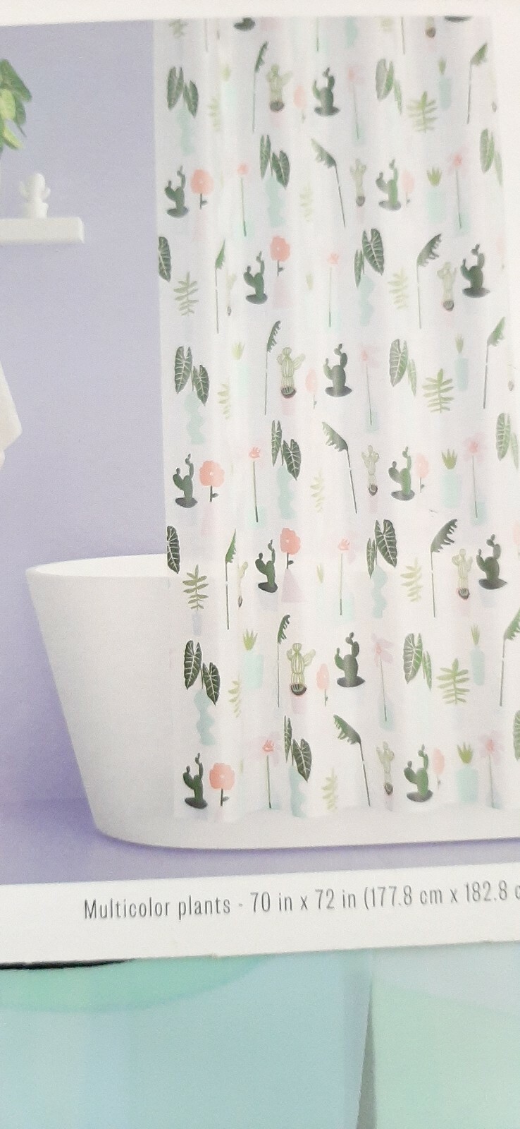 New Room Essentials Shower Curtain Peva Multicolored Plants 70" × 72