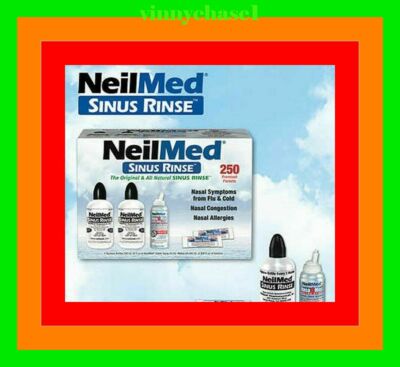 NeilMed Sinus Rinse Kit 250 Premixed Pkgs +2 Bottles +NASAMIST SALINE SPRAY=SALE