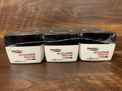 New Lot Of 6 Supernail Accelerate SOAK OFF Clear Gel .5 oz. Ea.