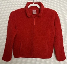L (10/12) Kids Wondershop Red shearling pullover family pajamas top Xmas