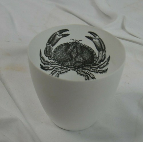 "Two's Company" White Porcelain Bisque Votive Candle Vase - Crab Design