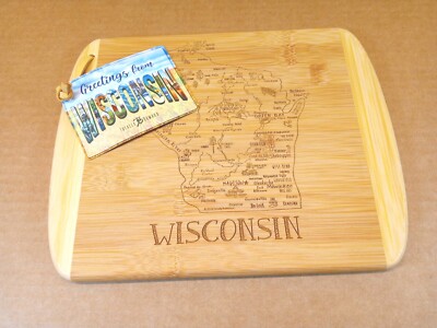 A Slice Of Life Wisconsin State Serving And Cutting Board 11'' X 8.75''